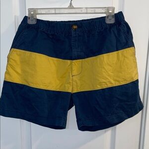 Chubbies Navy and Yellow Flat Front Shorts